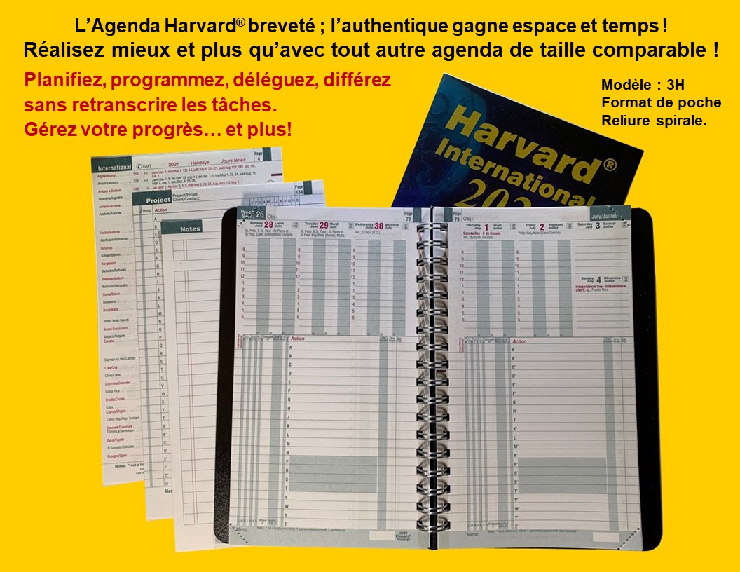 Harvard International bilingue. Reliure spirale. Couverture en Lexide noir.